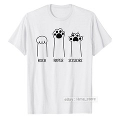 Funny Cat Lovers T-shirt Rock Paper Scissors Hand Game Cute Paw Kittens Fur Tee