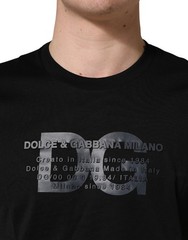 DOLCE & GABBANA T-shirt Black Logo DG Print Cotton Crew Neck IT46/US36/S 750usd