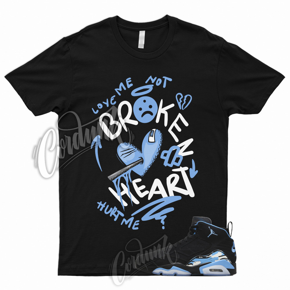 BROKEN T Shirt to Match MVP UNC University Blue Mid High Toe Dunk 1 Black White