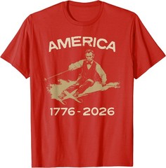 America 1776 2026 Abraham Lincoln Skiing President Graphic T-Shirt