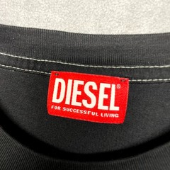Diesel T Shirt Mens Black Spellout Graphic Cotton Side Slit Hemline Streetwear