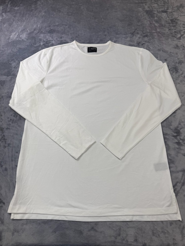 CUTS Clothing Men’s Henley Split-Hem Long Sleeve Large White NWOT