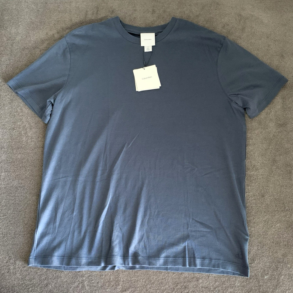 Calvin Klein Mens L Short-Sleeve Supima Cotton Soft Interlock T-Shirt Ink Blue