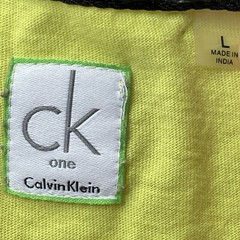Vintage 1990s Hip Hop CK1 V-Neck Short Sleeve Shirt Square Green Neon Men L