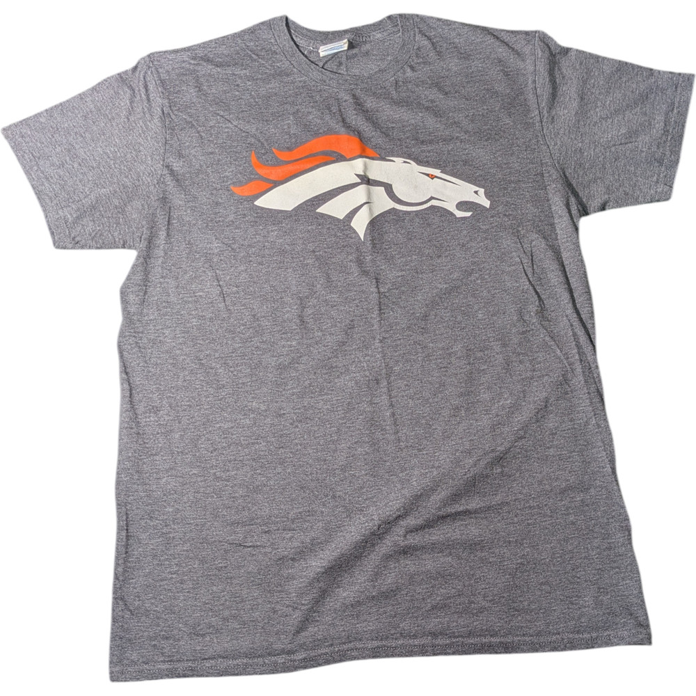 Denver Broncos Heather Gray Tri-Blend Cotton-Poly Blend T-Shirt Size Large