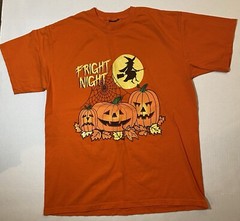 Halloween Fright Night Vintage T-Shirt Orange Size Large Witch Jack-O’-Lantern