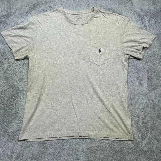 Polo Ralph Lauren T-Shirt Mens L Heather Gray Pocket Cotton PONY Classic Preppy