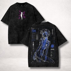 Evangelion Rei Ayanami Shirt, Unit 04 Synthetic Series Washed Anime Tee, Cyber M