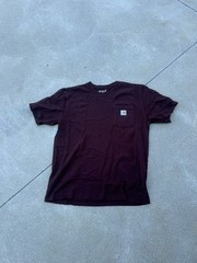 Carhartt T-Shirt Mens M Med Short Sleeve Pocket Logo Crew Neck Maroon K87 PRT