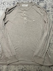 Abercrombie & Fitch Soft A&F Tee Men’s M Gray Knit Long Sleeve Henley T-Shirt