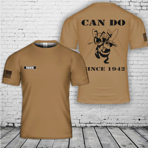 Custom Name US Navy Seabee Can Do Since 1942 3D T-Shirt