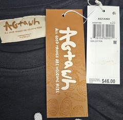 AGTAWH Peace Sign Floral Black Cotton Tee T-Shirt Men’s M new nwt