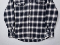 Jachs Mfg Heritage Flannel Shirt Men Large Black White Plaid Button Up Pockets