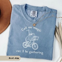 Frog Wizard Graphic Tee Magical Bicyclist T-Shirt Witchcore Aesthetic Apparel