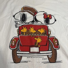 Vintage 70s 80s Snoopy Woodstock Peanuts Beagle Car Single Stitch Size XL