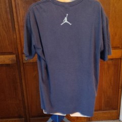 Jordan Jumpman Logo Blue Graphic Print Short Sleeve Crew Neck T-Shirt L Vintage