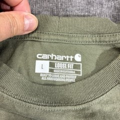 Carhartt Pocket T-Shirt Men Large Green Loose Fit Distressed Work Shirt Workwear