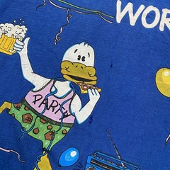 Vintage Don’t Work Be Happy Shirt Mens XL Blue 80S 90S Party Animal Tee USA