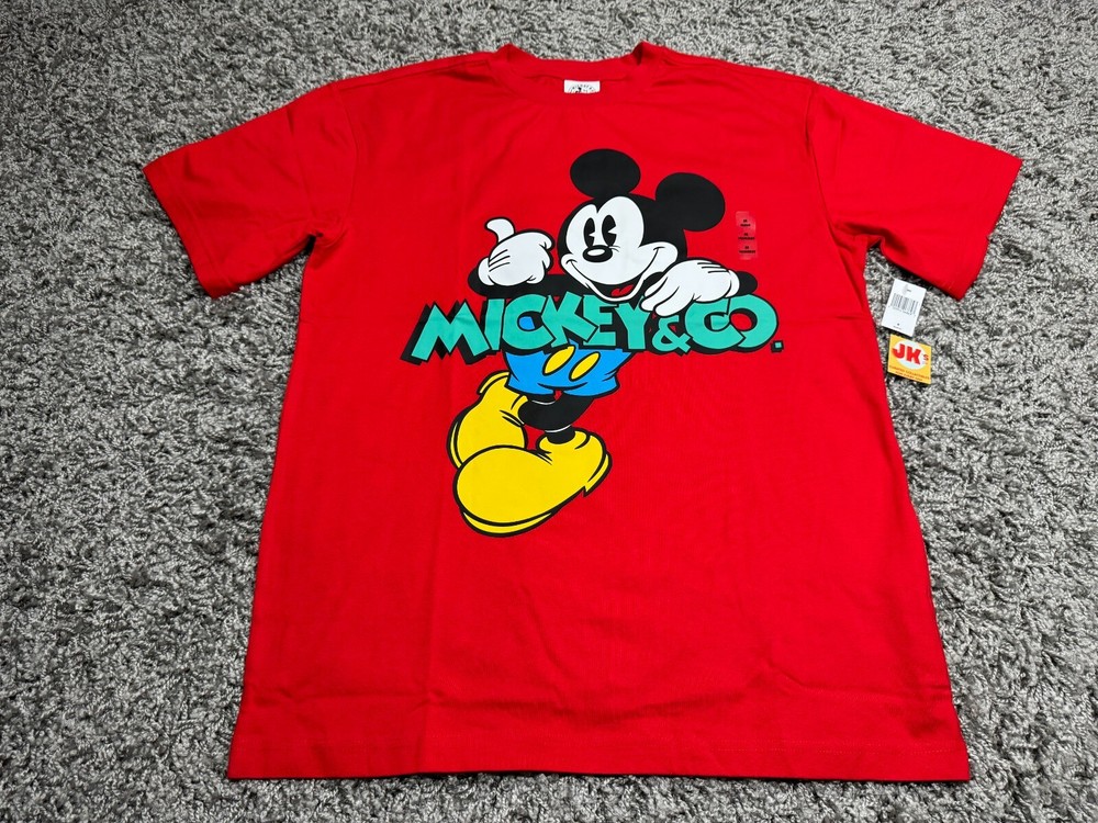 NEW Disney Parks Shirt Adult Medium Red Mickey Mouse And Co Mens Blue Black