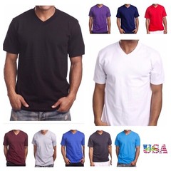 Mens T-Shirt HEAVY WEIGHT Plain V-Neck BIG AND TALL Camo Hunt GYM Active Tee