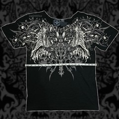 XL Affliction “Haunted Passage” Reflective Short Sleeve T-shirt – Skulls & Wings