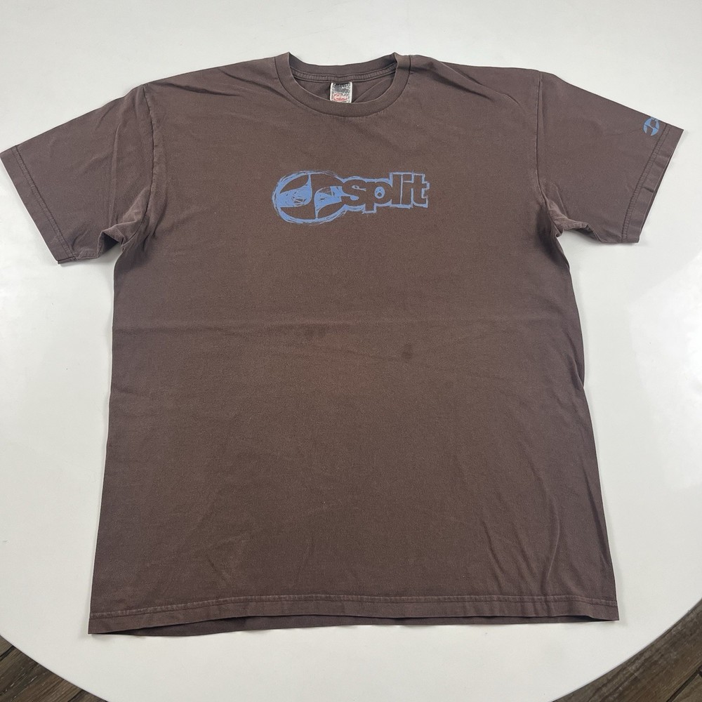 Vintage Split Skateboarding T-Shirt Men’s Large Skate Art Punk 90s Hipster Brown
