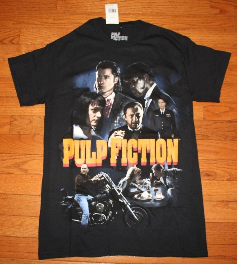 PULP FICTION Graphic Tee BRUCE WILLIS SAMUEL L. JACKSON Black T-Shirt SMALL *T5
