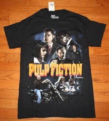 PULP FICTION Graphic Tee BRUCE WILLIS SAMUEL L. JACKSON Black T-Shirt SMALL *T5