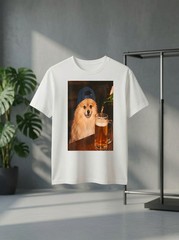 Pomeranian Drinking Beer Funny Fathers Day Dog Meme Gift Tee