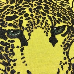 Vintage 1990s Leopard￼ Graphic T Shirt Looks Hand Painted Screen Stars Lg Yellow