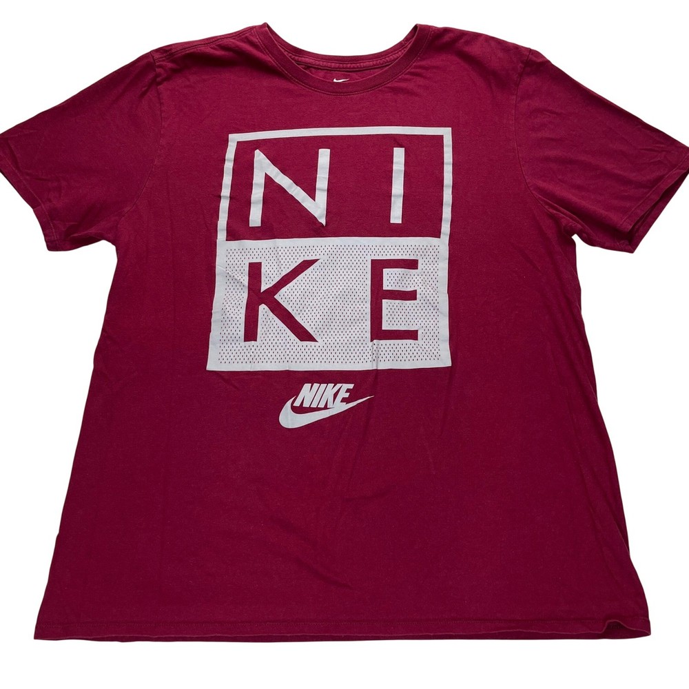 Nike Mens Athletic Cut Graphic T-Shirt Maroon Red Cotton Large 561416-69X