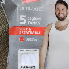 5 White Big Man 3XB 54-56 Inch A-Shirt Tanks Fruit Of The Loom 3TG 3EG 137-142CM