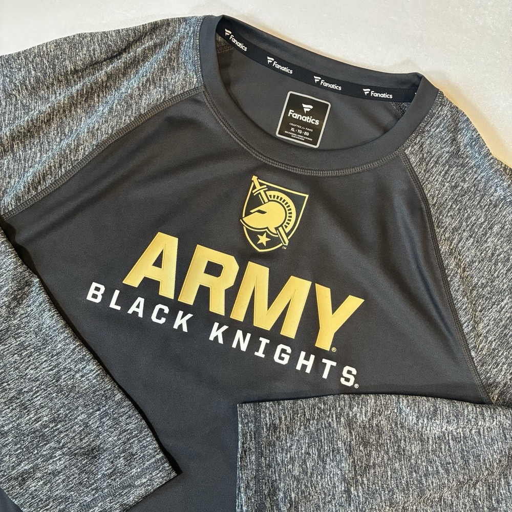 Fanatics Army Black Knights Shirt Mens XL Grey Long Sleeve Performance Raglan