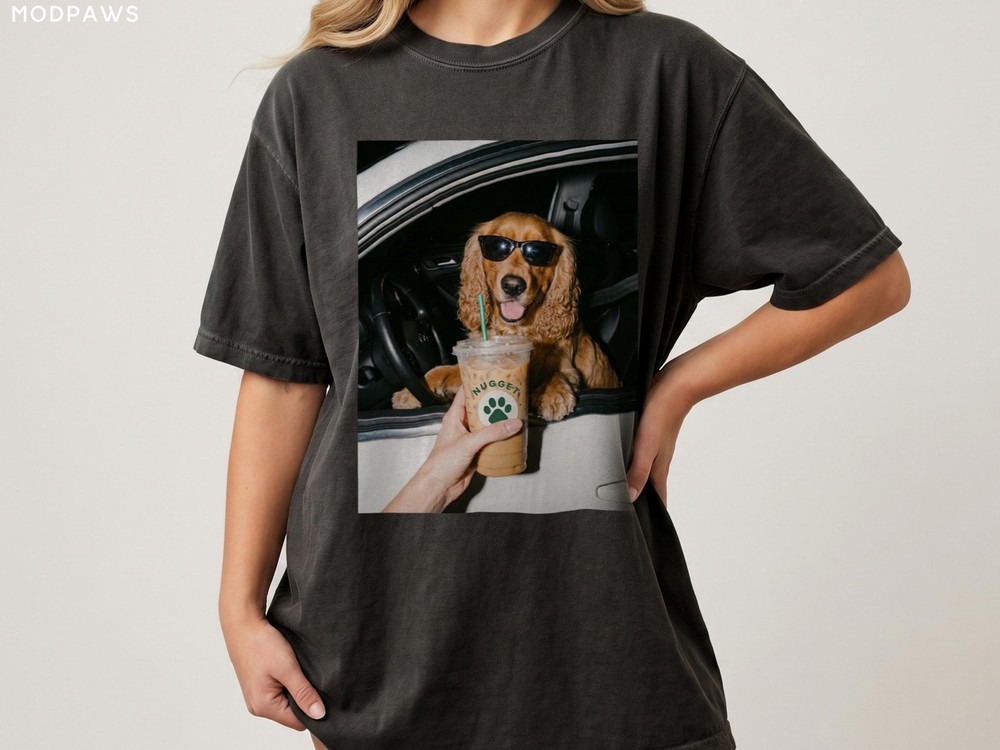 Custom Pet Photo Iced Coffee Shirt Personalized Dog Mom Tee Gift