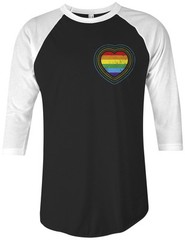 Threadrock Gay Pride Rainbow Heart Unisex Raglan T-shirt lesbian LGBT