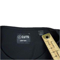 Cuts Clothing Shirt Mens Large Black Curve-Hem Short Sleeve Henley Tee
