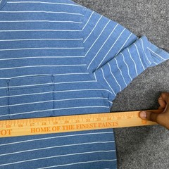 Peter Millar Mens XXL Blue White Striped Cotton Short Sleeve Pocket T-Shirt