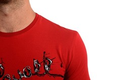 Just Cavalli Men’s Red Graphic Print Crewneck Stretch T-Shirt US 2XL IT 56