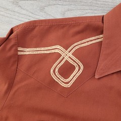 Vintage Stable Gear Western Pearl Snap Shirt L Rust Brown Cowboy Long Sleeve