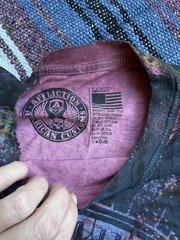 Affliction American Customs Shirt Mens Large Blue Mineral Wash Skull Graphic USA