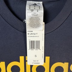 Adidas Mens Short Sleeve Tee Shirt Navy Blue With Yellow Logo Size Small NWT