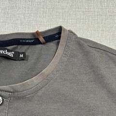Buttercloth T-Shirt Mens M Gray Henley Short Sleeve Jersey Cotton Stretch Pocket