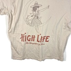 Miller High Life Beer Graphic Tshirt Mens L Short Sleeve Crew Neck Beige Cotton