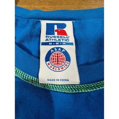 Russell Athletic Blue Yellow Stitch T Shirt Mens Medium Short Sleeve Crew Neck