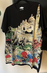 Heads or Tails Men’s Rhinestones Beaded / Black T-shirt Elephants Size 2XL