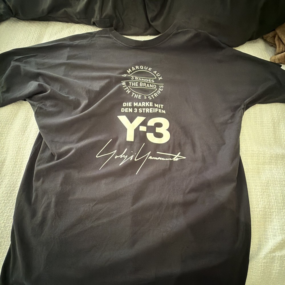 Yohji Yamamoto ADIDAS Y-3 Black T-Shirt Y3 Print “Staff tee “ Back Sz “L/G