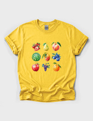 Watercolor Fruit Collage Graphic Tee Adult Nature Farm Fresh Food Lover Tshirt