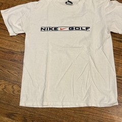 Vintage 90s Nike Golf Swoosh Logo Block Athletic Sports Graphic T-Shirt Medium