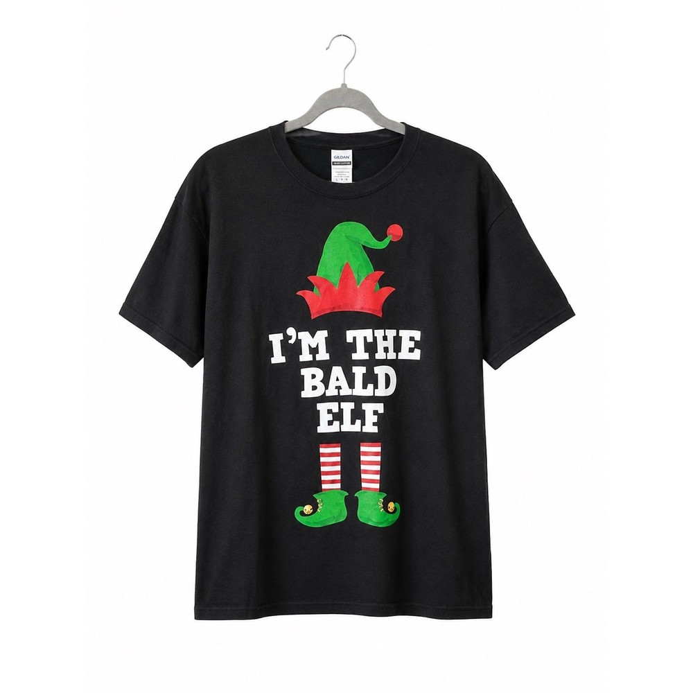 I’m The Bald Elf Funny Christmas Graphic T-Shirt – Black – Men’s Size XL NWT