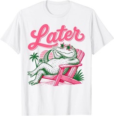 Later Funny Alligator Beach Vacation Retro Sunset Teacher T-Shirt